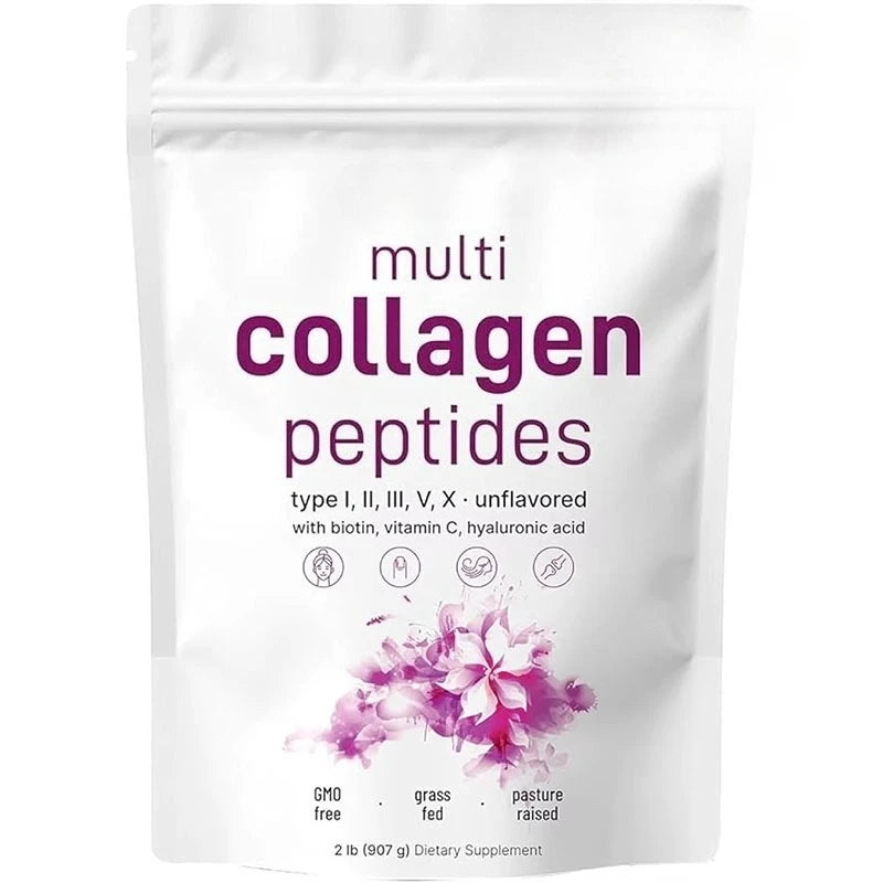 Multi-Collagen Peptides Powder – Hydrolyzed Collagen Blend with Vitamin C & Biotin Supports Skin,Hair and Nail  Health 454g/1lb