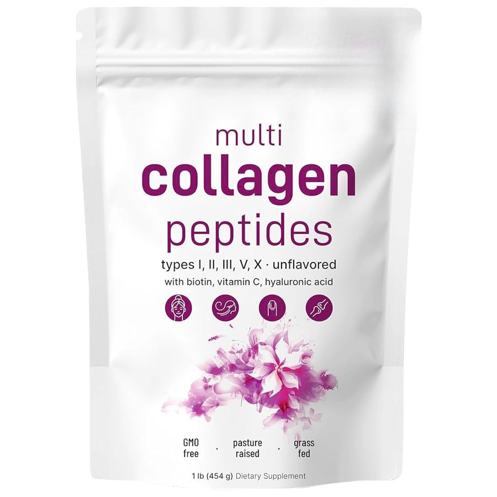 Multi-Collagen Peptides Powder – Hydrolyzed Collagen Blend with Vitamin C & Biotin Supports Skin,Hair and Nail  Health 454g/1lb