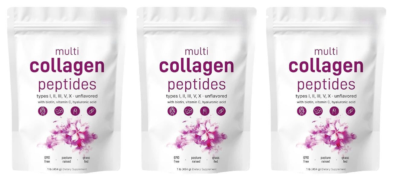 Multi-Collagen Peptides Powder – Hydrolyzed Collagen Blend with Vitamin C & Biotin Supports Skin,Hair and Nail  Health 454g/1lb