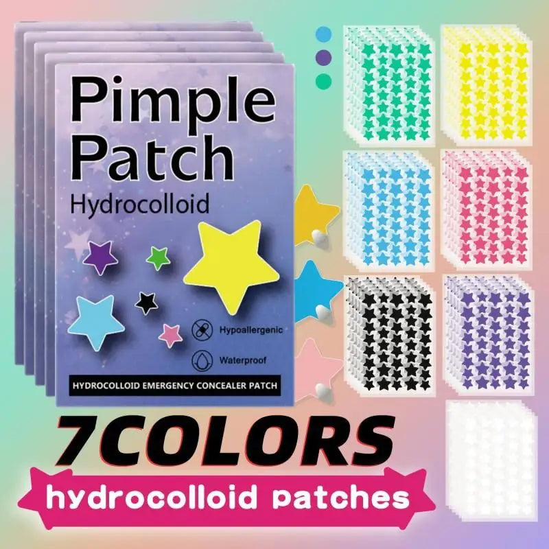 1400Pcs Colorful Cute Star Heart Shaped Acne Treatment Sticker Invisible Acne Cover Pimple Patch Skin Care